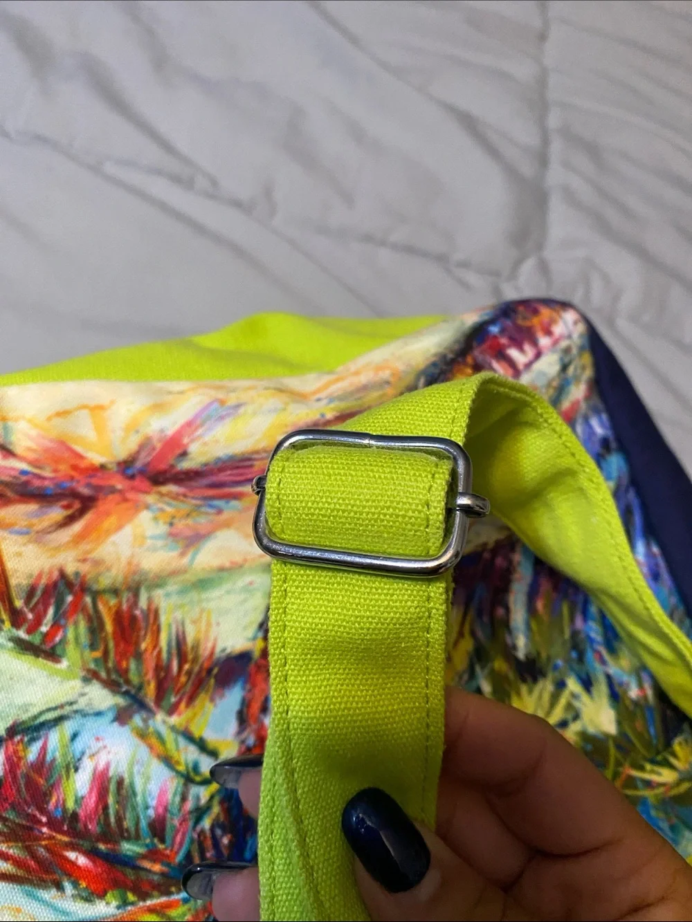 Loma LoveGrove Neon Yellow Tropical Canvas Crossbody Bag